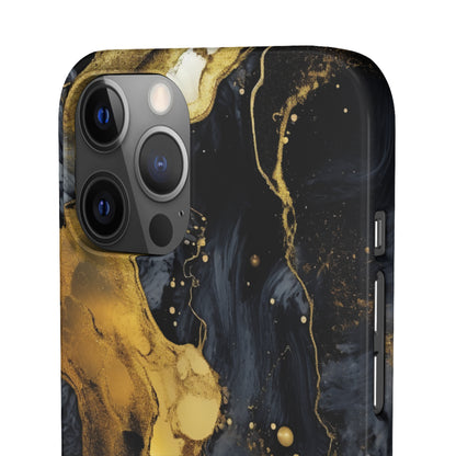 Metallic Gold Dark Marble - iPhone Snap Case