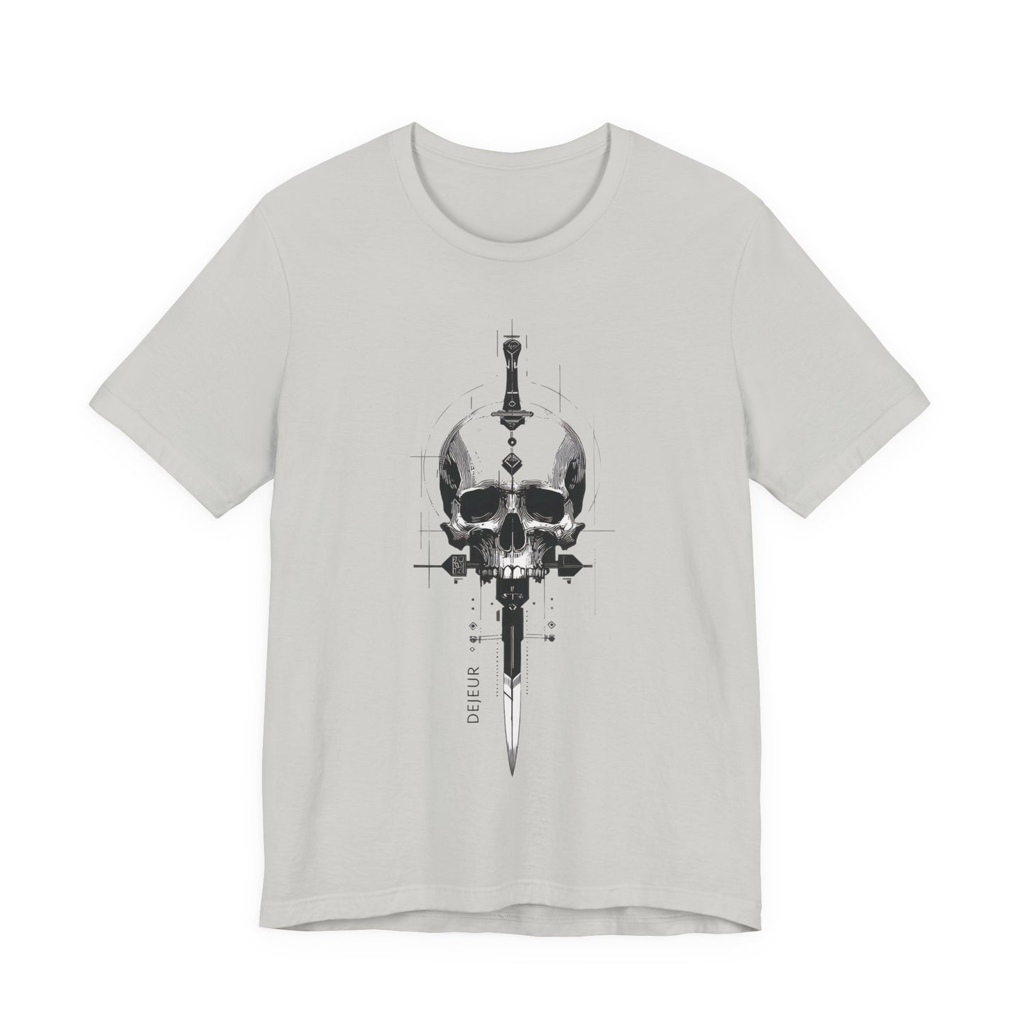 Mortal Skull Dagger Schematic Grayscale - T-Shirt