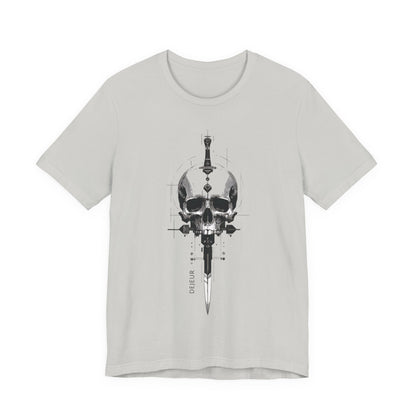 Mortal Skull Dagger Schematic Grayscale - T-Shirt