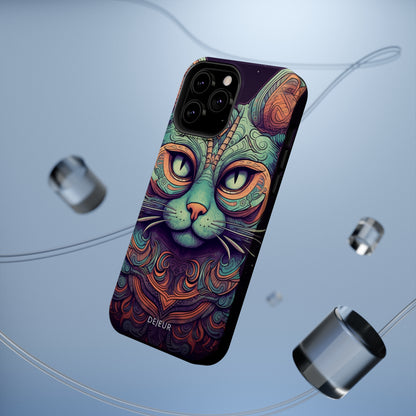 Intricate Aqua Cat - iPhone MagSafe Tough Case