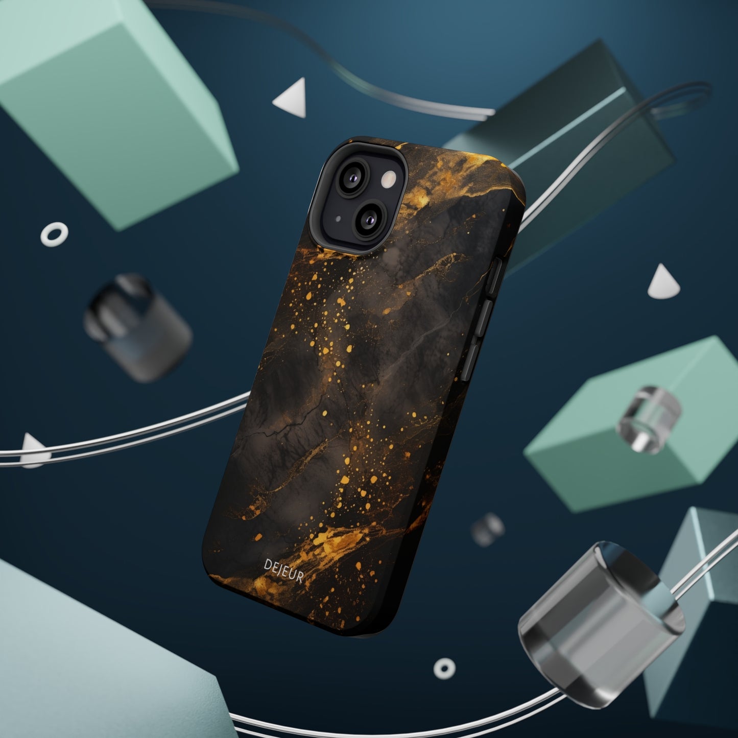 Black Gold Speckled Marble - iPhone MagSafe Tough Case