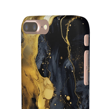 Metallic Gold Dark Marble - iPhone Snap Case