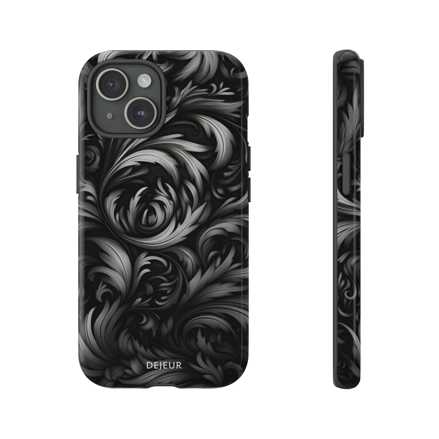 Dark Grey Floral - iPhone Tough Case