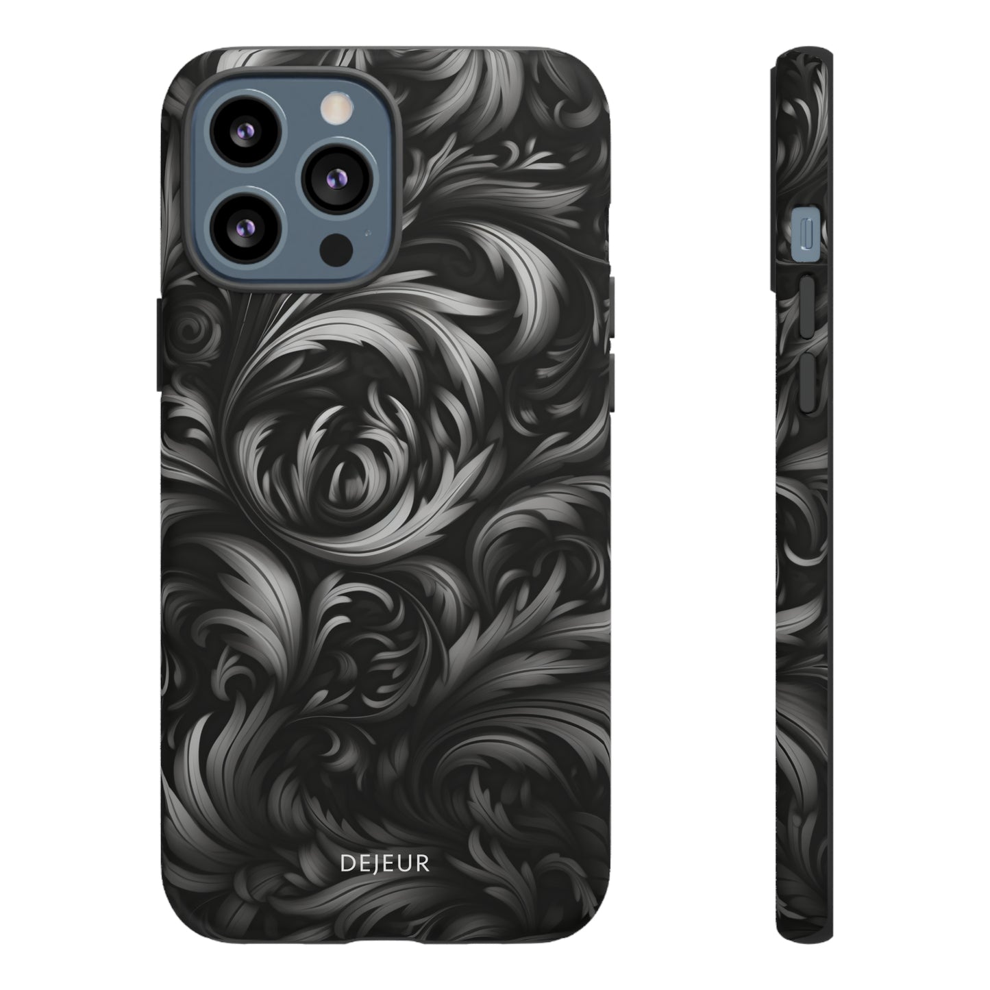 Dark Grey Floral - iPhone Tough Case