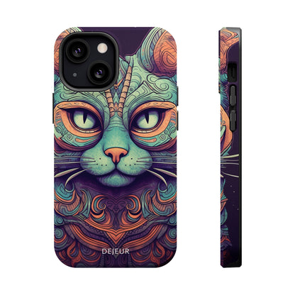 Intricate Aqua Cat - iPhone MagSafe Tough Case