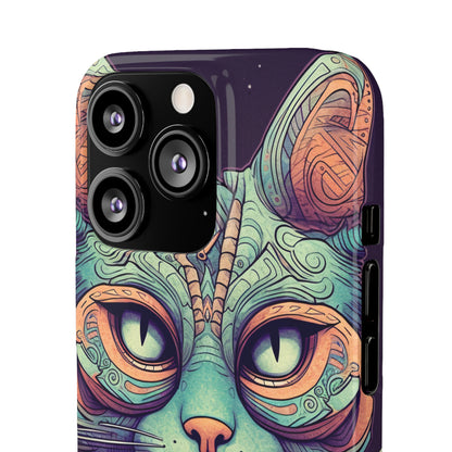 Intricate Aqua Cat - iPhone Snap Case