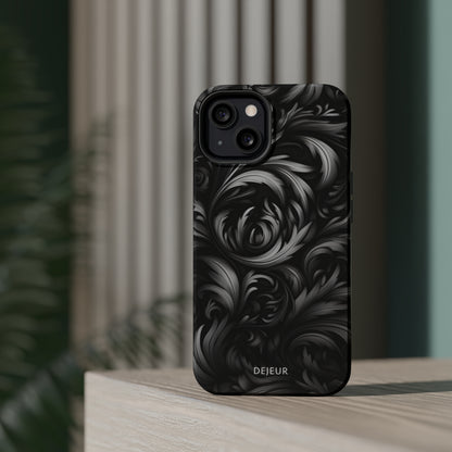 Dark Grey Floral - iPhone MagSafe Tough Case