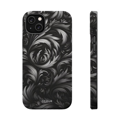 Dark Grey Floral - iPhone MagSafe Tough Case