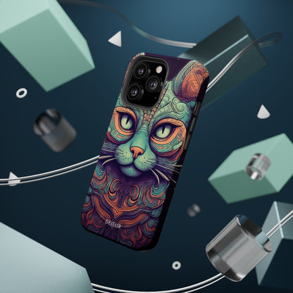 Intricate Aqua Cat - iPhone MagSafe Tough Case