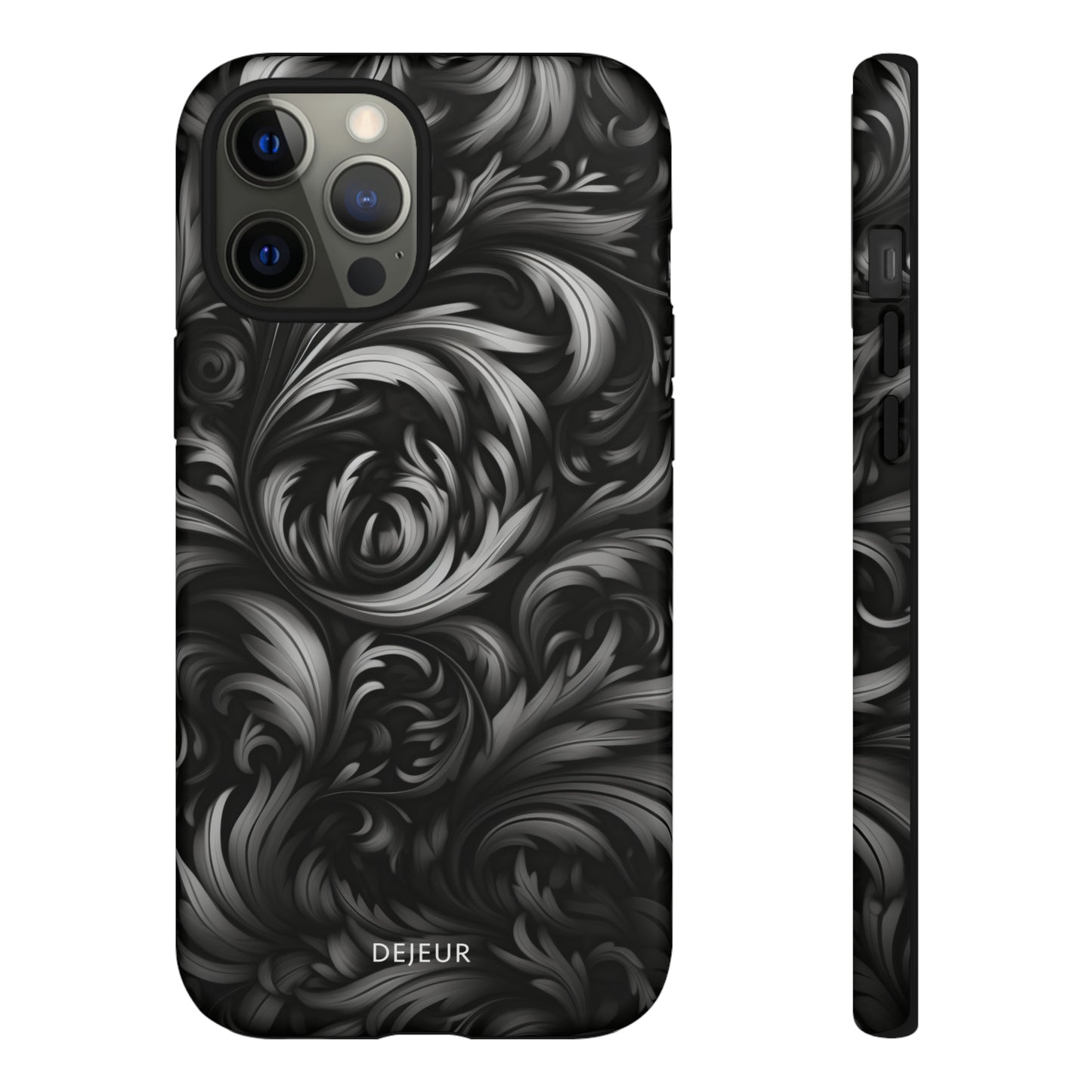 Dark Grey Floral - iPhone Tough Case