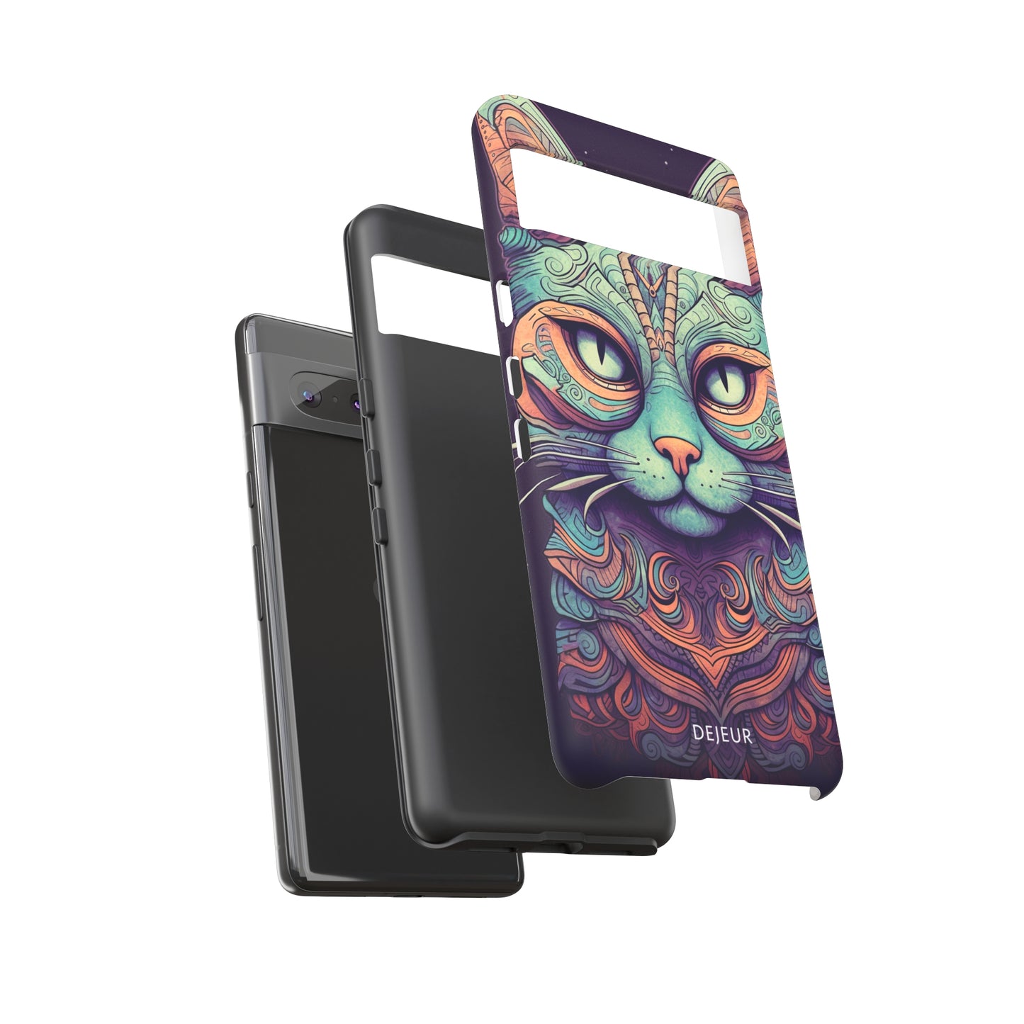 Intricate Aqua Cat - Google Pixel Tough Case