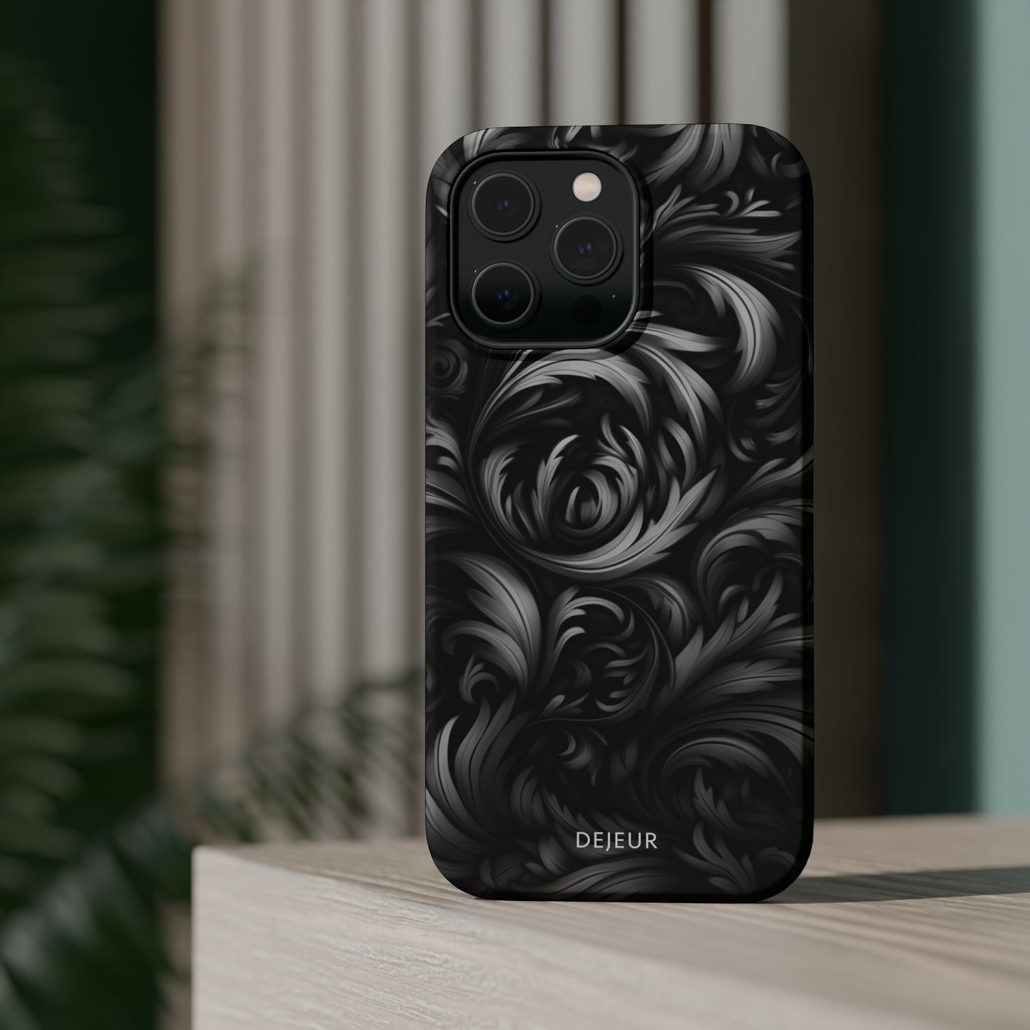 Dark Grey Floral - iPhone MagSafe Tough Case