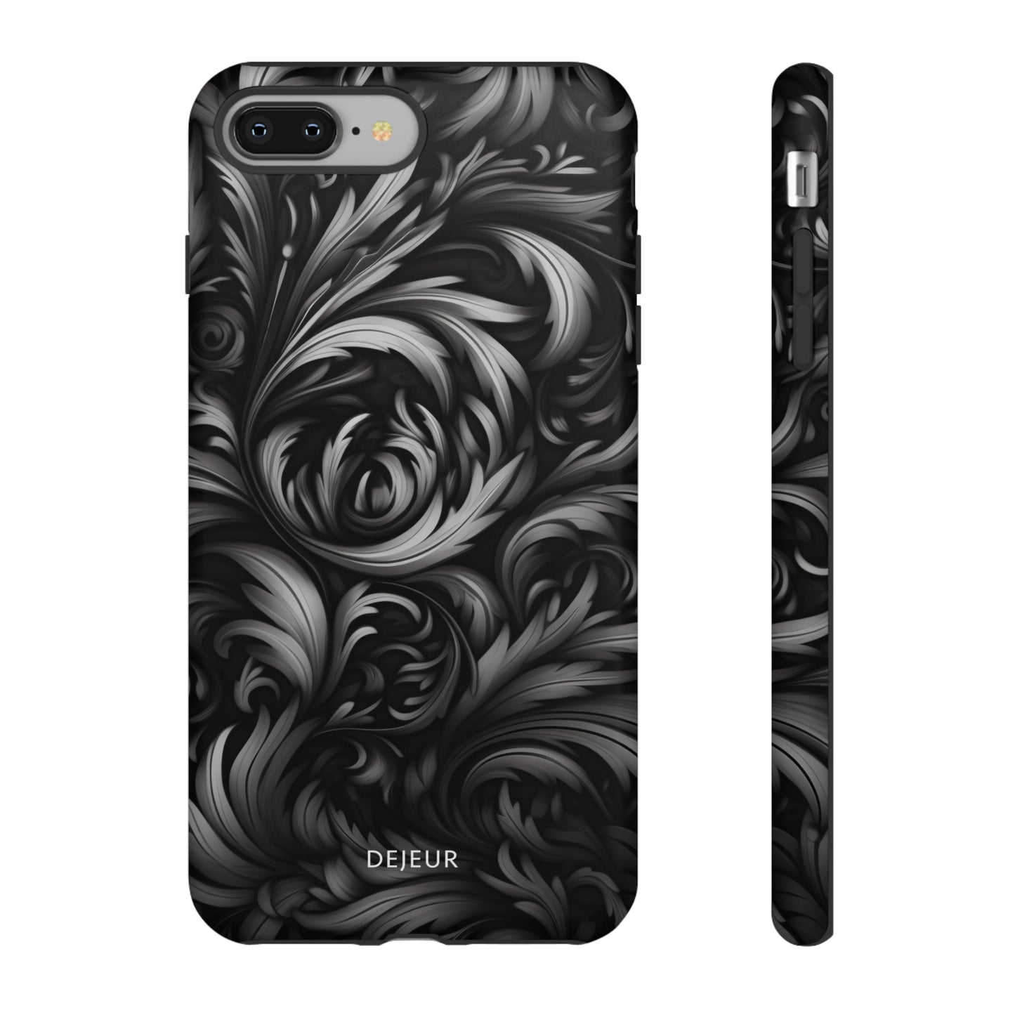 Dark Grey Floral - iPhone Tough Case