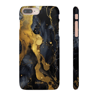 Metallic Gold Dark Marble - iPhone Snap Case