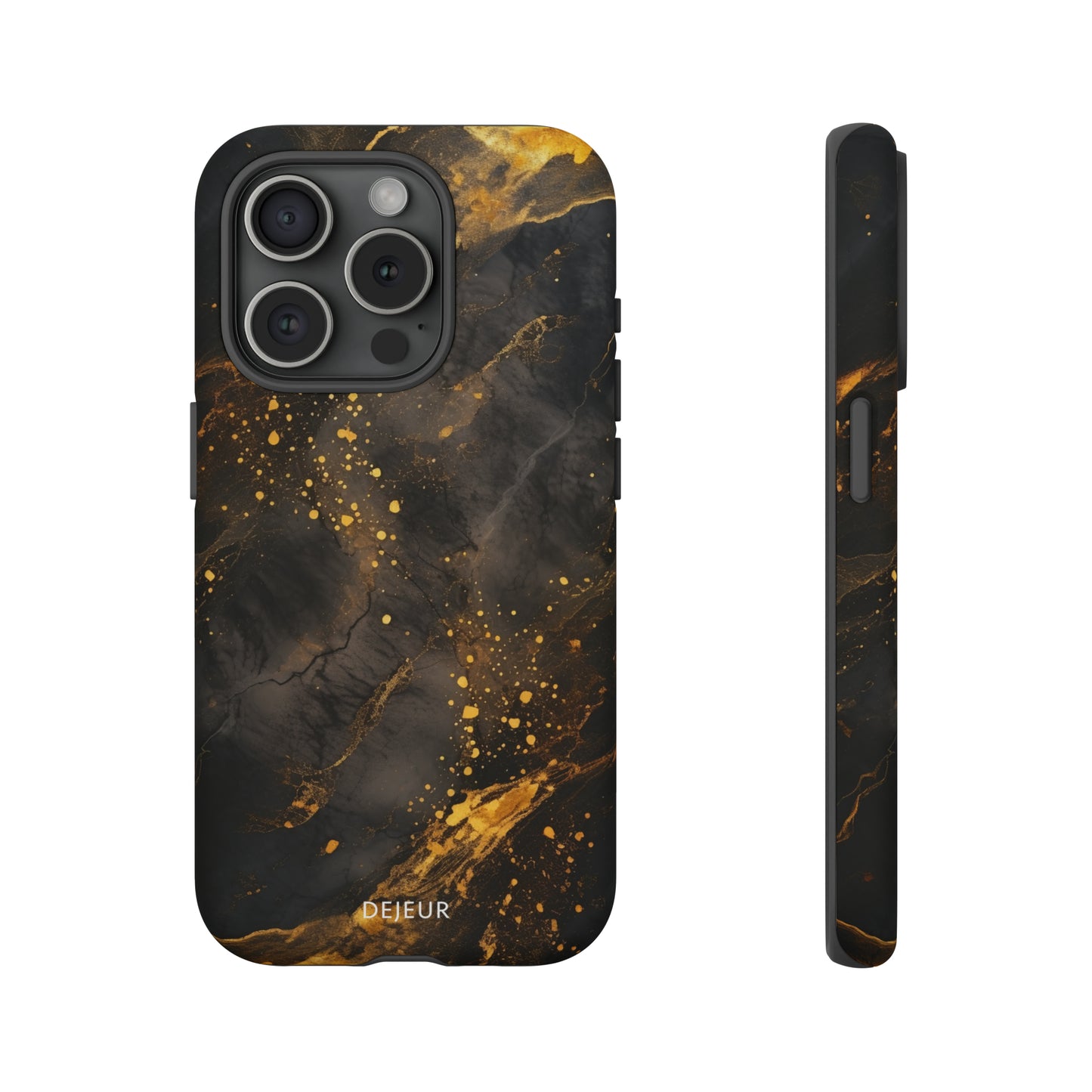 Black Gold Speckled Marble - iPhone Tough Case