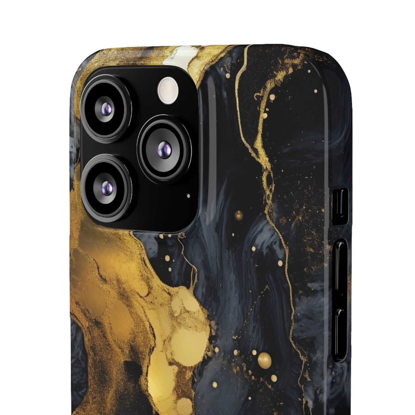 Metallic Gold Dark Marble - iPhone Snap Case