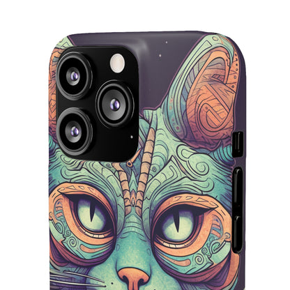 Intricate Aqua Cat - iPhone Snap Case