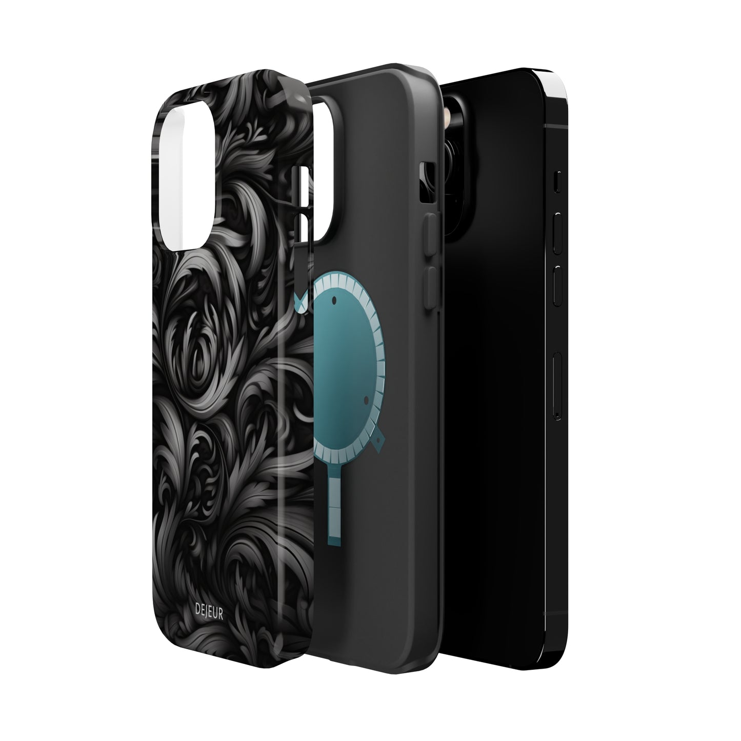 Dark Grey Floral - iPhone MagSafe Tough Case