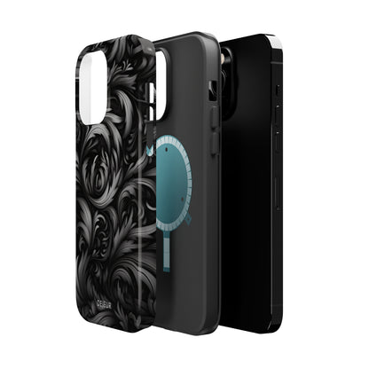 Dark Grey Floral - iPhone MagSafe Tough Case