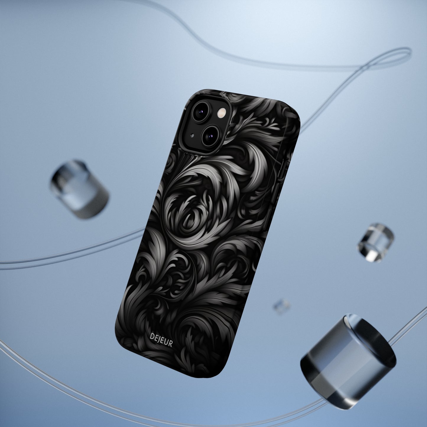 Dark Grey Floral - iPhone MagSafe Tough Case