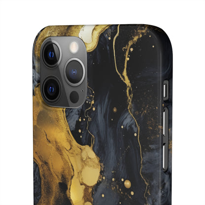 Metallic Gold Dark Marble - iPhone Snap Case