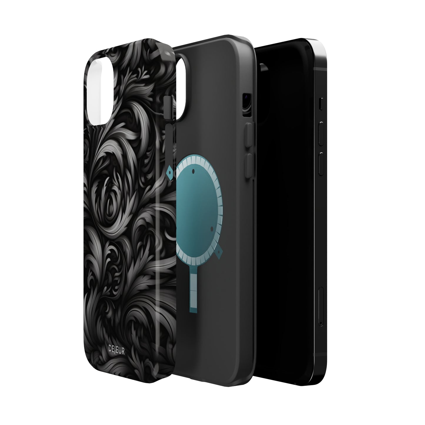 Dark Grey Floral - iPhone MagSafe Tough Case