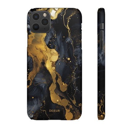 Metallic Gold Dark Marble - iPhone Snap Case