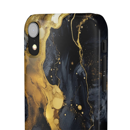 Metallic Gold Dark Marble - iPhone Snap Case