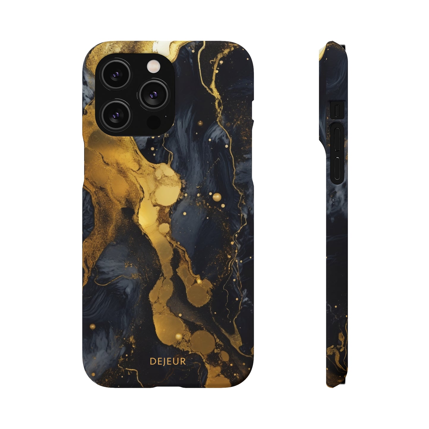 Metallic Gold Dark Marble - iPhone Snap Case