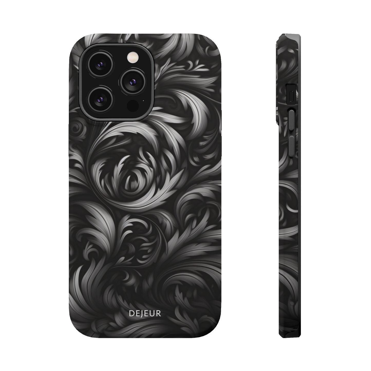 Dark Grey Floral - iPhone MagSafe Tough Case