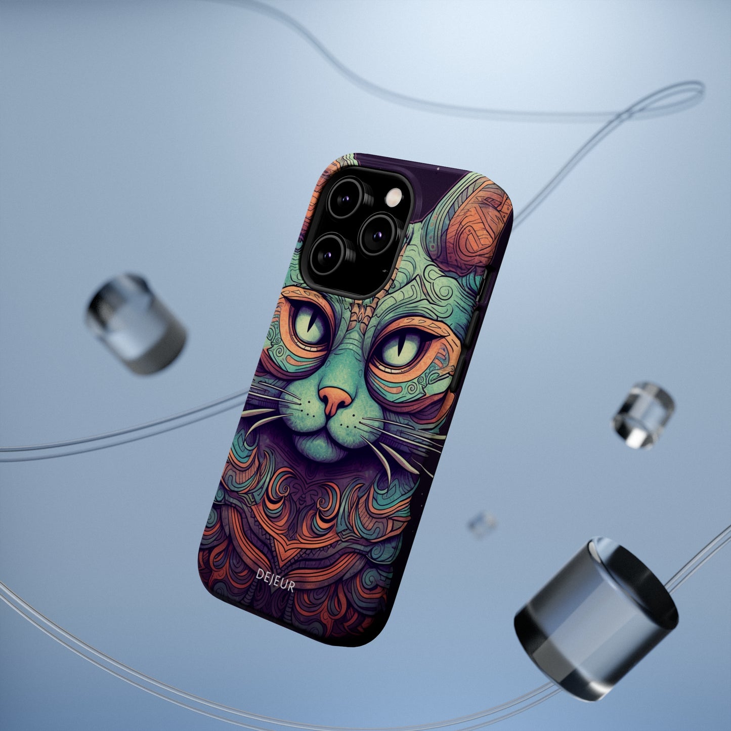 Intricate Aqua Cat - iPhone MagSafe Tough Case