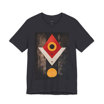 Abstract Geometric Red Diamond Weathered Wood Grain - Men's T-Shirt