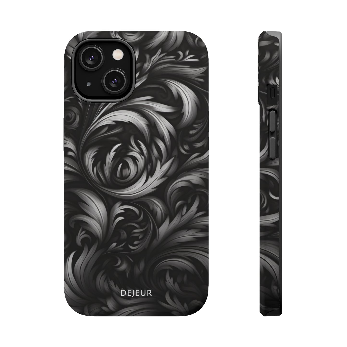 Dark Grey Floral - iPhone MagSafe Tough Case