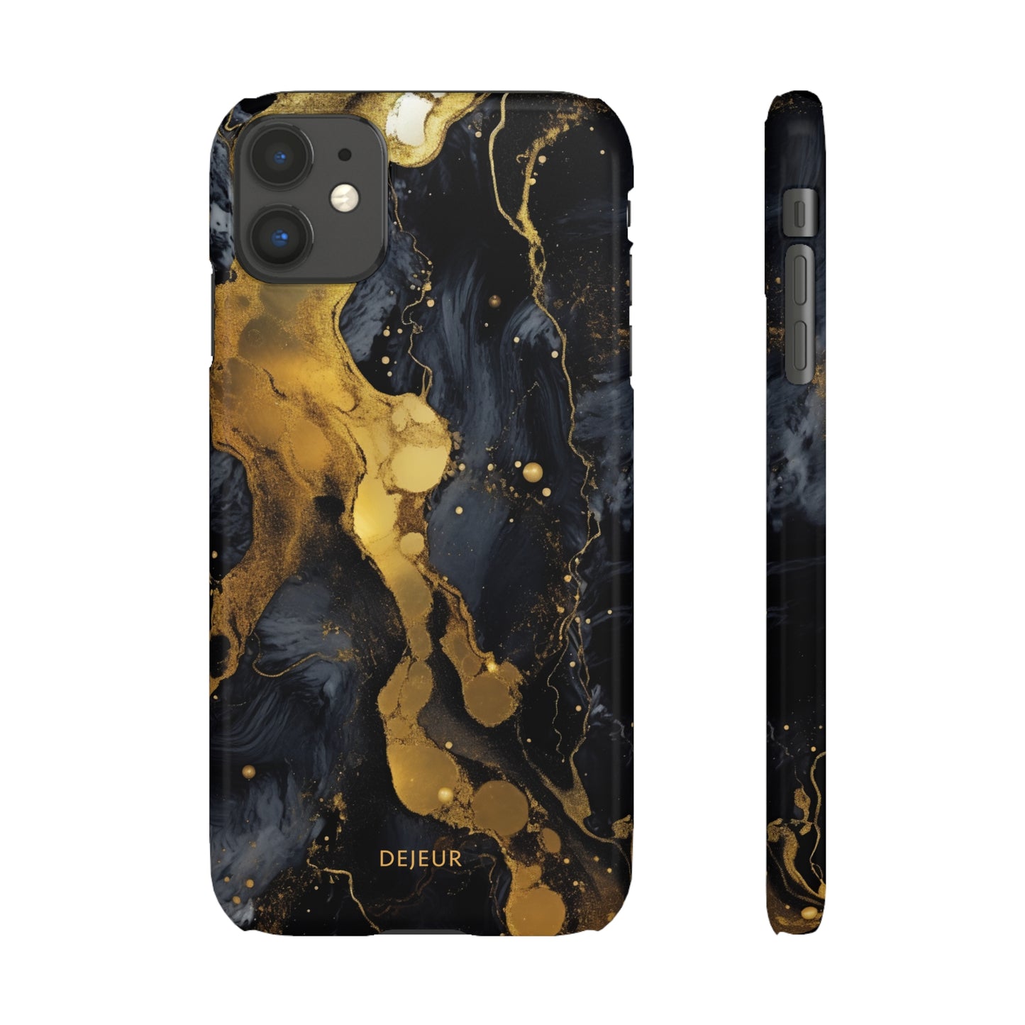 Metallic Gold Dark Marble - iPhone Snap Case