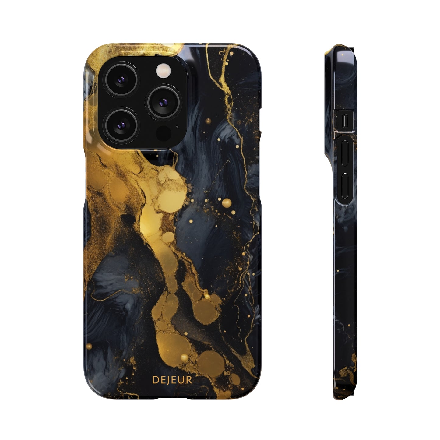 Metallic Gold Dark Marble - iPhone Snap Case