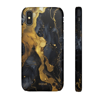 Metallic Gold Dark Marble - iPhone Snap Case