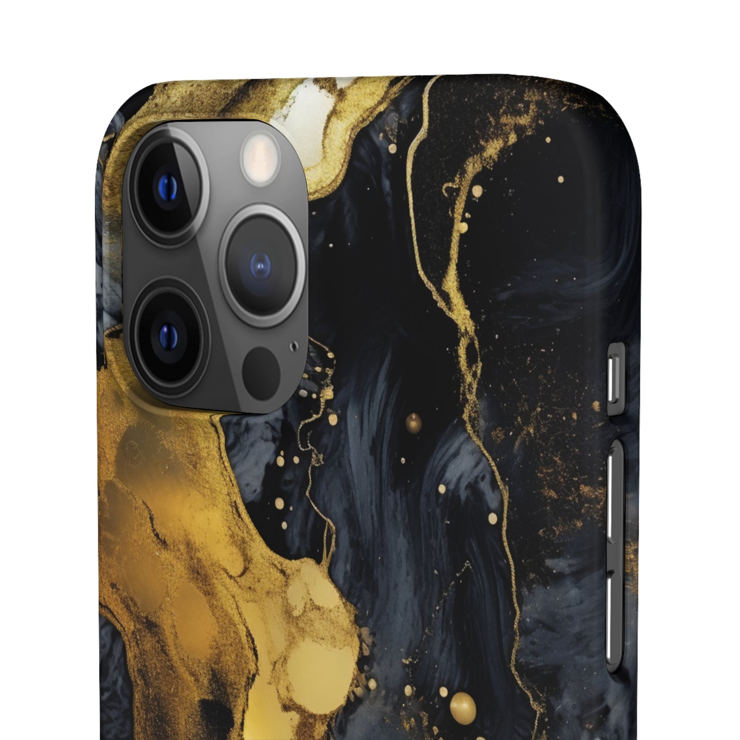 Metallic Gold Dark Marble - iPhone Snap Case