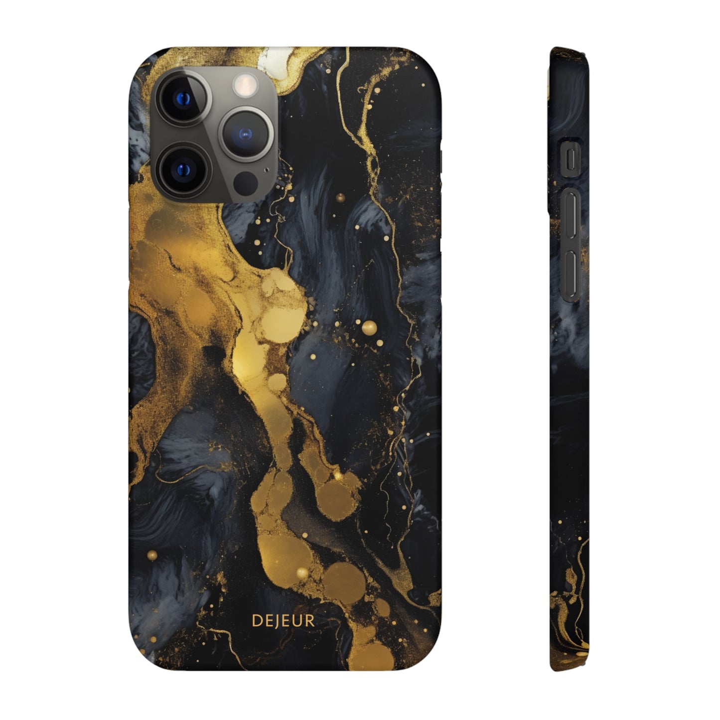 Metallic Gold Dark Marble - iPhone Snap Case