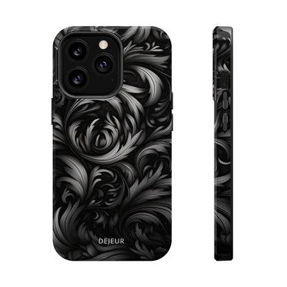 Dark Grey Floral - iPhone MagSafe Tough Case