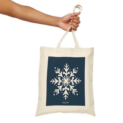 Cotton Canvas Tote Bag - Snowflake Elegance