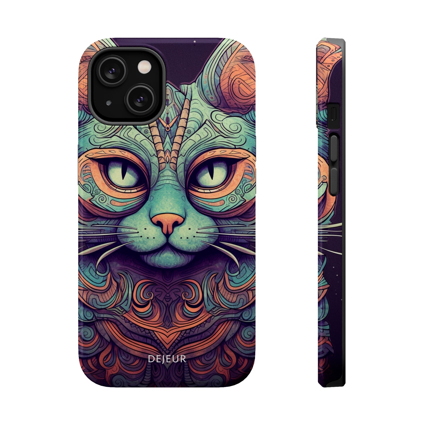 Intricate Aqua Cat - iPhone MagSafe Tough Case