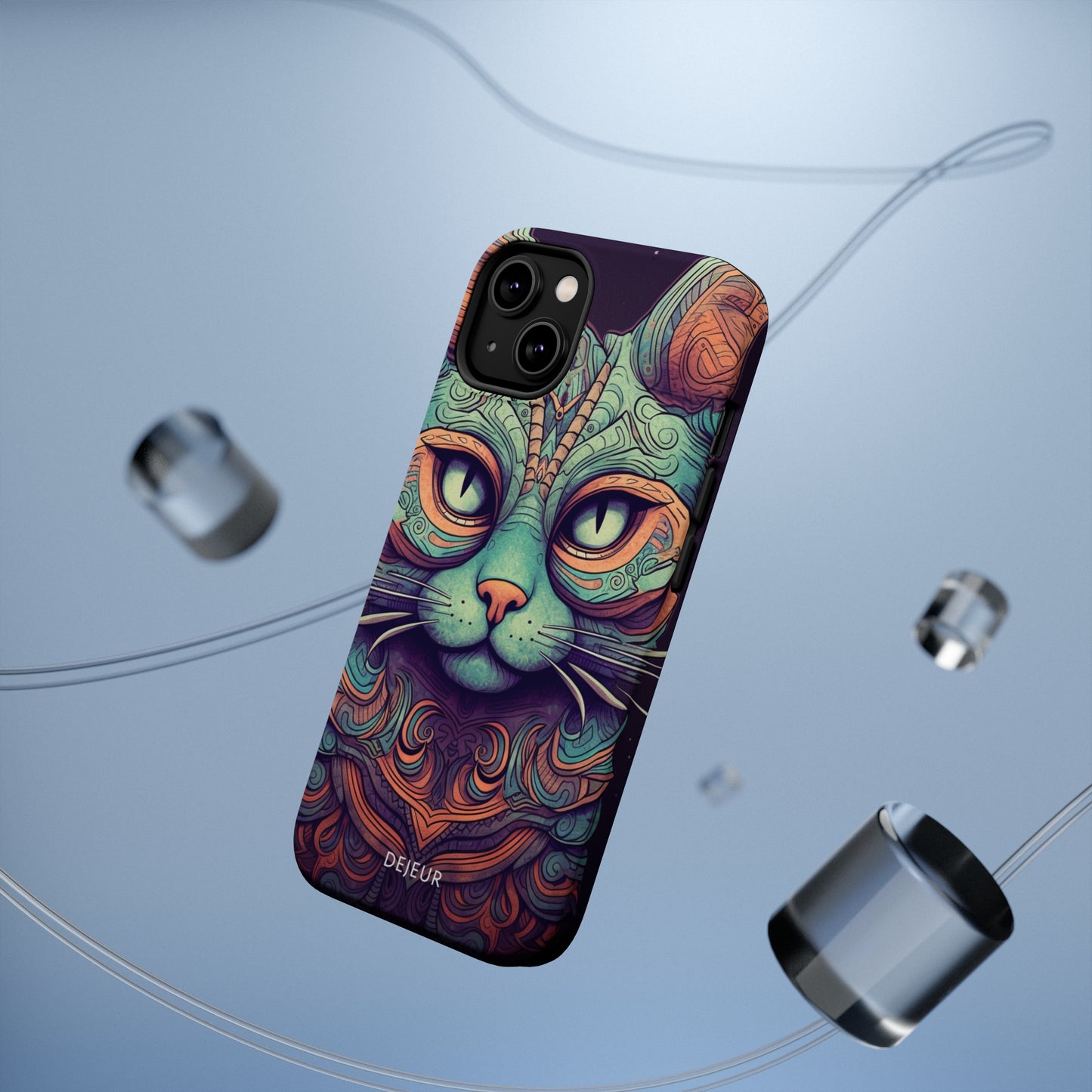 Intricate Aqua Cat - iPhone MagSafe Tough Case