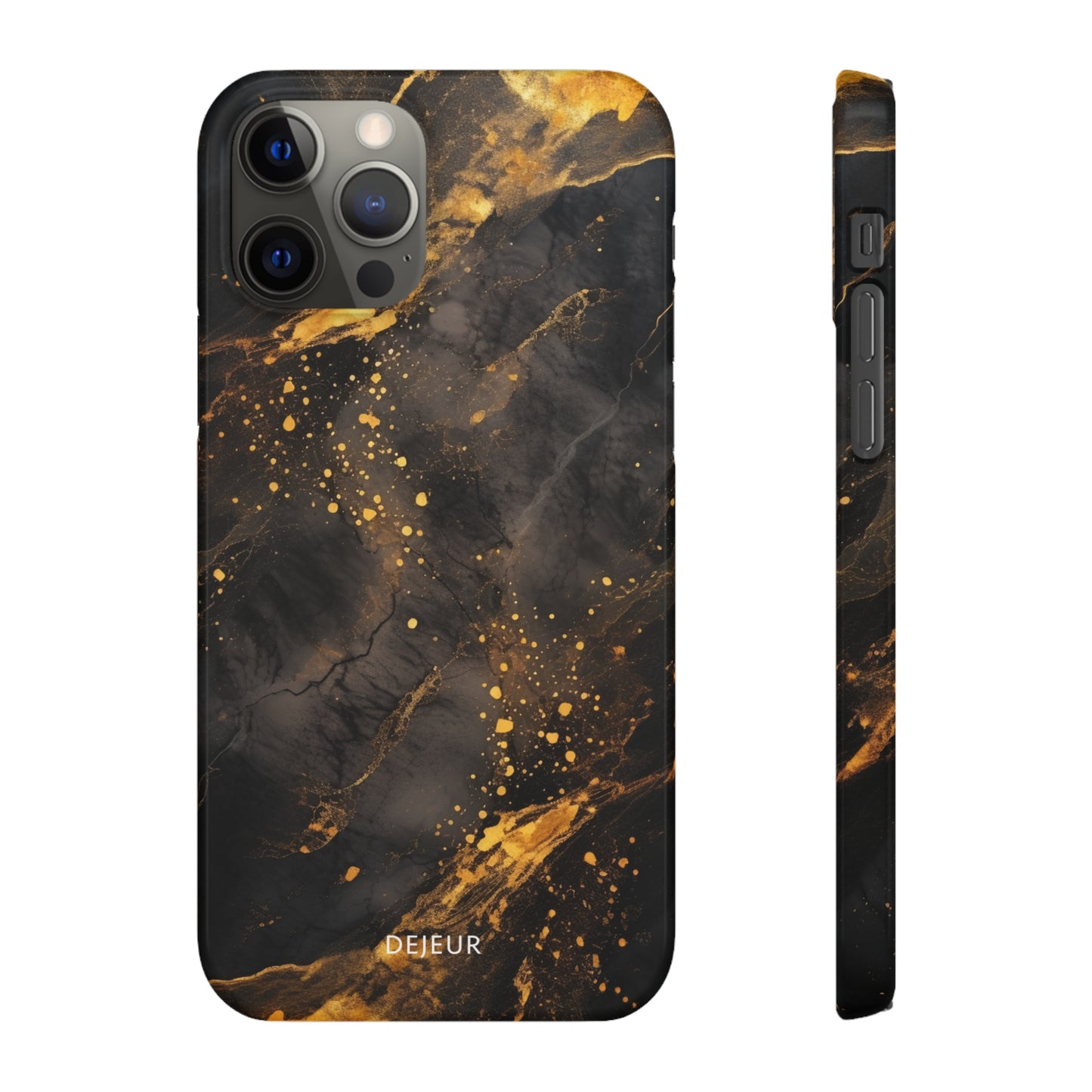 Black Gold Speckled Marble - iPhone Snap Case