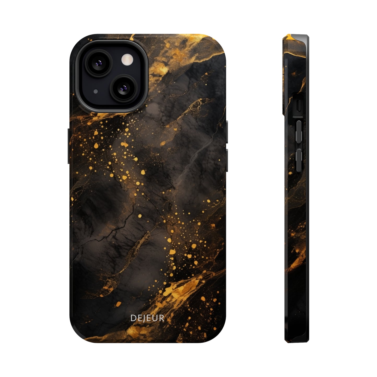 Black Gold Speckled Marble - iPhone MagSafe Tough Case