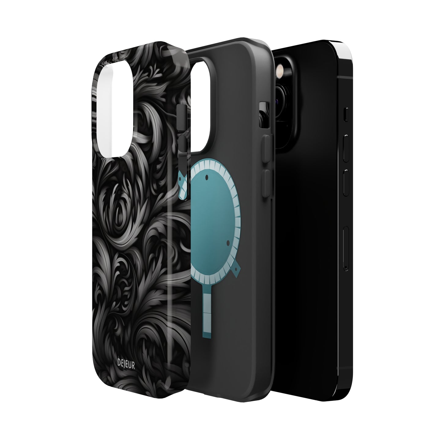 Dark Grey Floral - iPhone MagSafe Tough Case