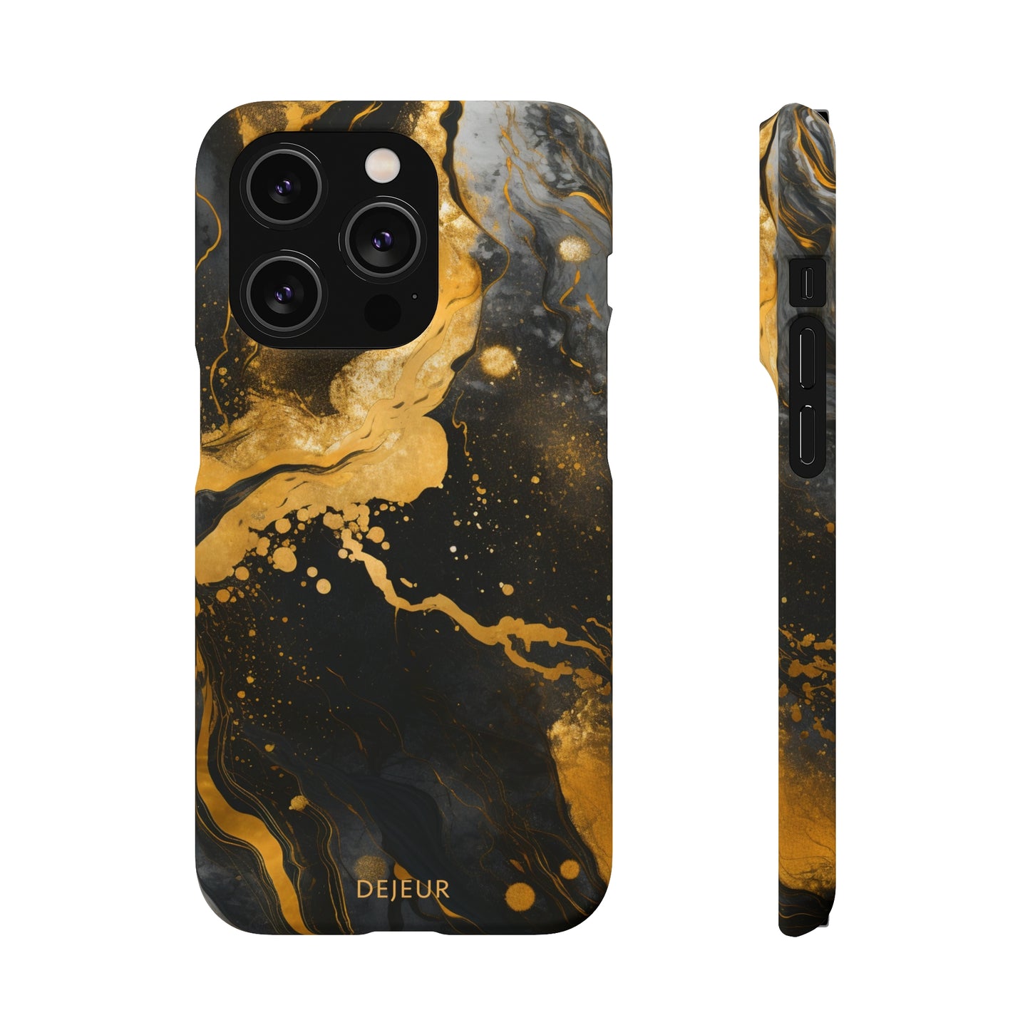 Gold & Black Marble - iPhone Snap Case