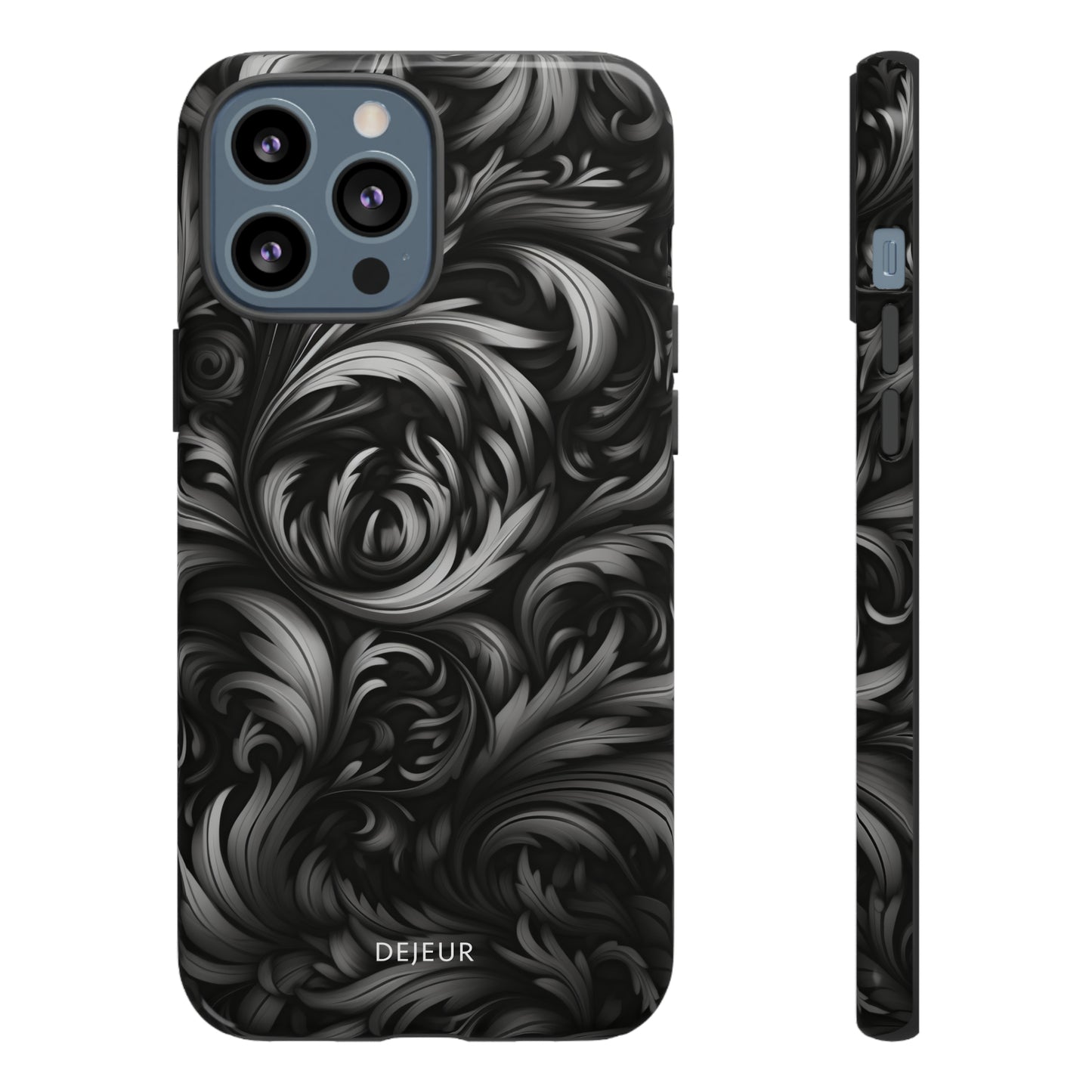 Dark Grey Floral - iPhone Tough Case