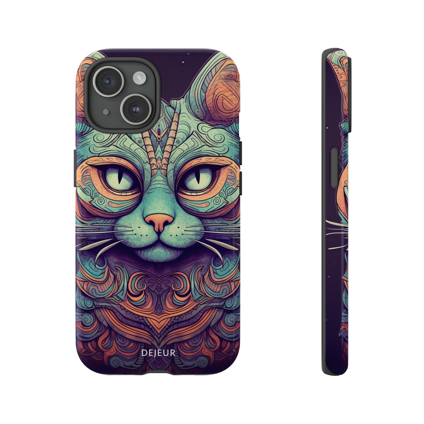 Intricate Aqua Cat - iPhone Tough Case