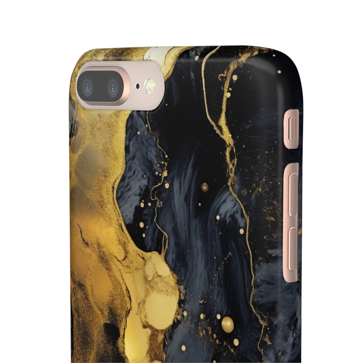 Metallic Gold Dark Marble - iPhone Snap Case