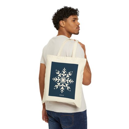 Cotton Canvas Tote Bag - Snowflake Elegance